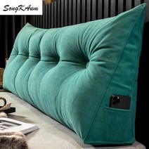 구스다운배개 오리털 호텔 방수 SongKAum 간단한 북유럽 스타일 빨 수있는 긴 머리맡의 베개 양면 쿠션 더, 06 green_01 80x50x20cm