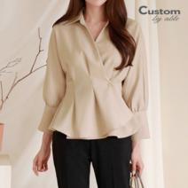 커스텀에이블 카라넥 랩 페플럼 블라우스 C2208BL161C
