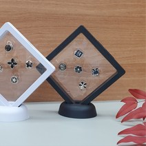 PE 투명 필름 뱃지 프레임 액자 돌반지 케이스 보관함 블랙 대 보석함 돌 반지함 보관 정리 악세서리함 피어싱 커플링 미니 여행용 귀걸이함 거치대 귀찌 귀금속 정리함 트레이