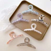 프랑스핀 꼬임 크로스 자개 마블 헤어 집게핀 11cm, 화이트, 본상품선택