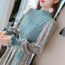 2023 써스데이 아일랜드 하라주쿠 스타일 원피스 니트 드레스 가을 겨울 긴 소매 코듀로이