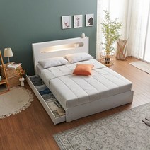 RF 애셔 LED 리노 서랍 침대 (매트제외), 화이트