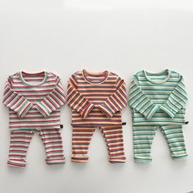 콩알옹알 톡톡 골지 실내복 1세-7세 아기 유아 아동 여아 남아 봄 줄가라 내복 잠옷 내의