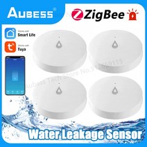 누수탐지기 aubess tuya zigbee 누수 레벨 센서 smart home security protection for water leaks detector for life, 4개