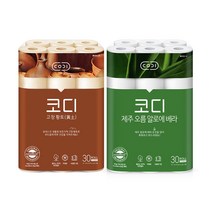 코디 (코디) 프리미엄 세트 고창 황토 + 제주 오름 알로에 베라 화장지(각)30m30롤 총 60롤 (천연펄프 )