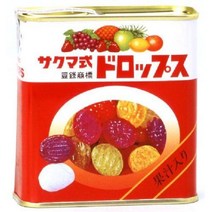 사쿠마 제과 드롭프스 레트로 캔디 옛날 깡통캔디 과일맛 사탕 115g X 10개입 묶음 일본, 기본