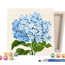 DIY 페인팅 그림 그리기 색칠하기 수채화 블루 수국 25X25 DIY 그림그리기 명화 그리기 셀프 색칠공부 방꾸미기 아이 성장발달 교육놀이 겨울방학 집콕놀이