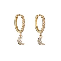 케빈 귀걸이 INS 심플 기하학적 달 구리 지르코늄 귀걸이 후프 동그라미 귀걸이