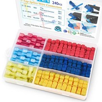 TICONN 240피스 T-탭 와이어 커넥터 셀프 스트리핑 퀵 스플라이스 전기 단자 절연 수 디스커넥트 스페이드 터미널 모음 키트 보관 케이스 포함 240 476811, 240