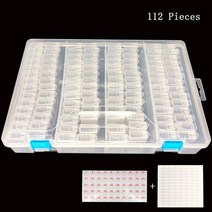 새로운 112pcs 플라스틱 5d 다이아몬드 페인팅 액세서리 상자 비즈 디스플레이 저장 상자 다이아몬드 자수 크로스 스티치 도구, 112개