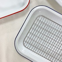 법랑 접시 브런치 캠핑 오븐용 그릇 베이커 파이접시 트레이 플레이트, 화이트