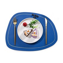 가죽 방수 식탁매트 테이블매트 4P, 블루