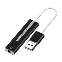 USB 2.0 사운드 카드 USB 3.5MM 변환기 어댑터 헤드셋 마이크 2 in 1 드라이버없는 지원 Windows XP/Mac OS, 02 black