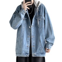 [COCOLALLA] 봄신상 남여공용 청자켓 후드 탈부착 루즈핏 데님자켓 2colors