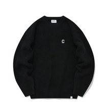 COVERNAT 램스울 헤비게이지 크루넥 니트 블랙