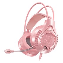유선 게임용 헤드폰 휴대용 360도 회전식 마이크 20-20KHz 녹슬지 않는 TPE 커버 게임 헤드셋 재생, Pink_CHINA