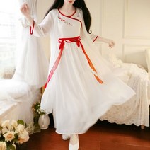 여름 여성 흰색 선녀복 철릭 중국풍 복고 원피스