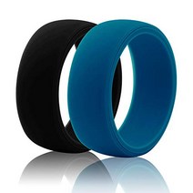 Tuhaoge Silicone Wedding Ring for Men Single Pack Silicone Rubber Wedding Bands Silicone Wedding Rin, 1, Blue Black