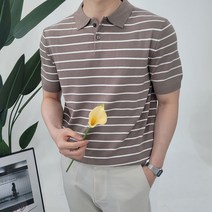 [당일출고] 시원한 여름 반팔 니트 카라 티셔츠 스트라이프 남자 니트