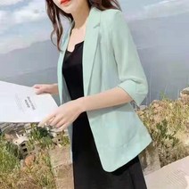 여성 린넨 자켓 정장 여름 마 캐주얼 iig48