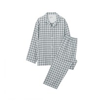 MUJI 무인양품 면잠옷 남편선물 사이드 심리스 파자마 / 그레이체크 커플잠옷, 사이즈_L~XL, 상세페이지 참조