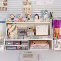 AKRUA 조립형 미니 책장 책상 책꽂이 선반 선반 미니 간이 책상 정리함 2단 책상책꽂이, 47*21.5*30.5cm