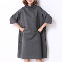 퀸앤조이 미녀77 얇은 하프넥 튜닉 미디 원피스***판매자 SSK무역***