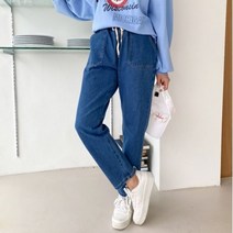퍼니걸스 5505 데일리 밴딩 데님 청 사각 포켓 팬츠 여성의류