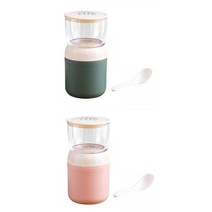 가족 여행 친구를위한 2x 수프 머그잔 스테인레스 스틸 대용량, 18.5cmx10cm, 스테인레스 스틸 PP, 여러 가지 빛깔의