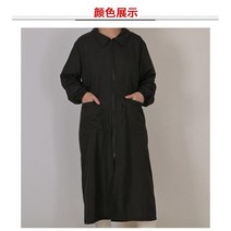 애견미용가운 빅사이즈 미용사복 애견샵 동물병원 수의사 털 안붙는 유니폼, XL, 11 긴 지퍼  긴 검은색 소매