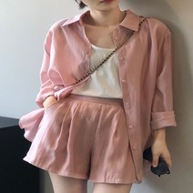 코디세트 Tencel 선 스크린 셔츠 여성 여름 얇은 유럽 패션 캐주얼 와이드 레그 바지 투피스 유행