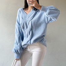 (남심저격룩)빅꽈배기 루즈핏 브이넥 데이트룩 롱 니트 원피스