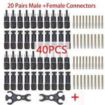 와이어 커넥터 구리터미널20/40/100 피스/묶음 암수 PV 커넥터 솔라 TUV 30A 1500V dc IP68 태양광 케이블 2.5mm2 4mm2 연결, 02 40 Pcs 1 wrench