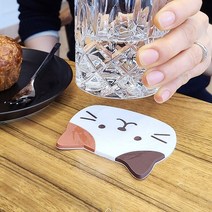 [KT알파쇼핑]러블리 고양이 페이스 PVC 코스터 컵받침대, 그레이