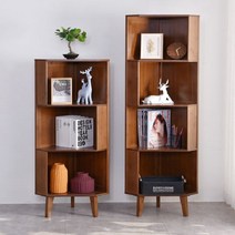 하이따거 간편 조립식 엔틱 원목 코너 책장 멀티 오픈 수납장, 3층 타입