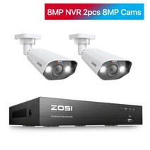 아파트현관 홈cctv 현관문 cctv 홈캠 ip카메라 가정용 ZOSI CH POE 비디오 감시 키트 4K MP 슈퍼 HD 야외 IP 카메라 AI 스타라이트 나이트 비전 CCTV 보, CHINA_없음 | 8MP NVR 2pcs 8MP Ca