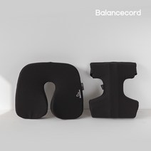 [SET] 발란스코드 방석 + 허리 쿠션D, 블랙, 블랙