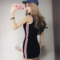 아틀레틱 옆라인 트랙원피스 스포티 시원한여름 산책 나들이 슬림핏 딱붙는 대학생 나시원피스