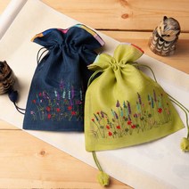 하마공방 고급 모시 싸리꽃 전통 복주머니(중), 흰색