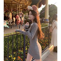 순욕 니트 원피스 여 설 전복 이너로 날씬해 보이는 힙스터 스커트