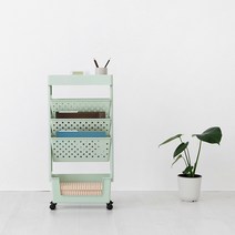 마켓비 ALON 이동식 책꽂이 트롤리 3단 H20666, 그린 4423 7667