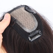 [W2035]긴머리 소형 리얼스킨 탑피스 여자정수리가발, 8cm×9cm/23cm(자연갈색), 1개