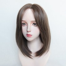 탈색가발 풀뱅앞머리가발 자연스러운 여자단발머리펌 파마 애쉬퍼플, 콜드브라운