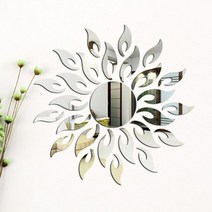 아크릴거울 붙이는 샤워실 면도경 아기안전 무타공 태양 꽃 벽 스티커 자기 접착 스티커 데칼 아트 벽화 벽지 거실 장식 홈 장식, 푸른, 50x50cm