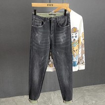블랙데님바지 트렌드 자수 바지남자 겨울 타입 스판 슬림 스키니 봄가을 계절 캐쥬얼 롱 팬츠 3946870030