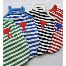 강아지옷 깔끔한 골지 하트 뿅뿅 나시티 면 4 COLOR S-XL, 블루