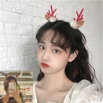 [당일배송] 크리스마스 머리띠 성탄절 파티용품 홈파티, 루돌프 머리띠 솜털(레드)