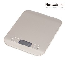 네스트벨메 1kg 가정용 디지털 스테인레스 전자저울 홈베이킹 이유식 LCD백라이트 최소 1g단위 요리 제빵 O점조절 미니전자저울 NWYP-KS100, 실버