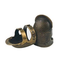 D&D Sewing Thimble Finger Protector Adjustable Finger Metal Shield Protector Pin Needles Sewing Qui, S, Brass