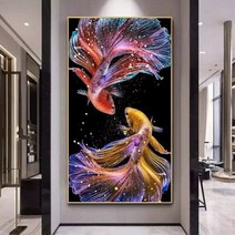 아트미니 보석십자수 재운 황금 비단 잉어 소원 만남 고운 한쌍, 30x45cm